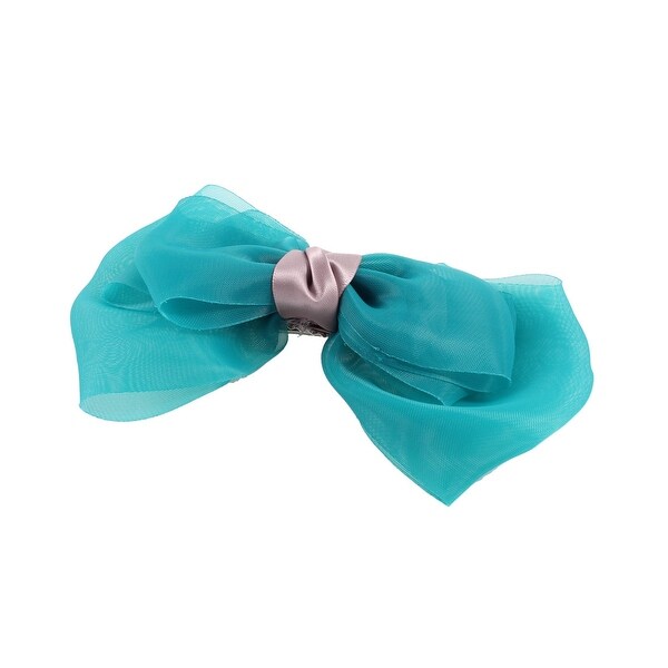 Unique Bargains Lady Dark Cyan Three Layers Bowknot Decoration Unique Bargains Lady Dark Cyan Three Layers Bowknot Decoration Alligator Hair Clips