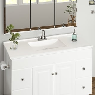 Design House White Camilla Cultured Marble Vanity Top Single Bowl Sink