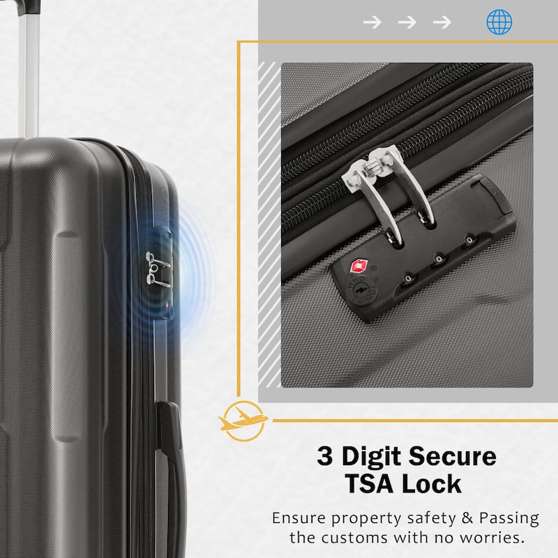 Luggage Sets 2 Piece Suitcases, ABS Hardshell Luggage with TSA Lock and Bags Expanable Spinner Wheels, Durable Travel Luggage