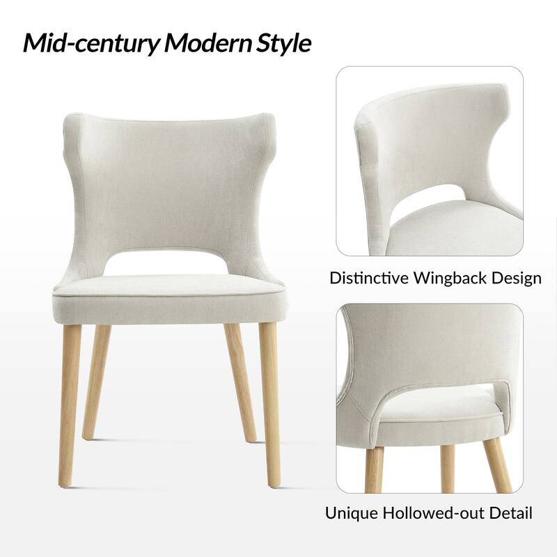 Rita Mid-century Modern Dining Chair with Solid Wood Legs Set of 6 by HULALA HOME