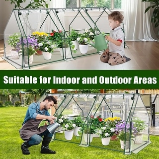 Portable Mini Greenhouse with Roll-Up Zipper Door for Gardening