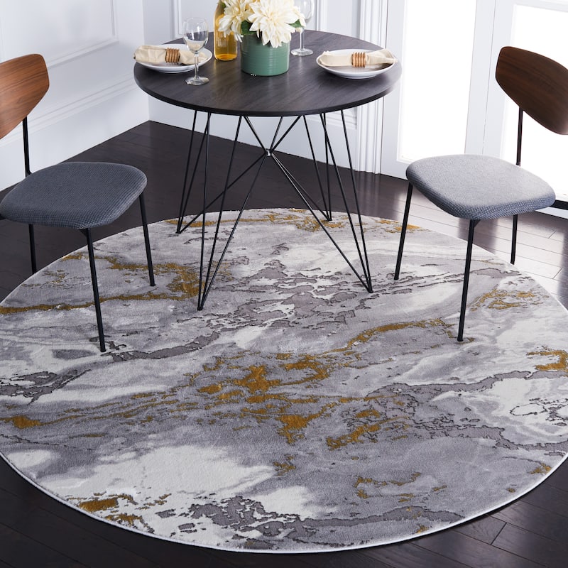 SAFAVIEH Craft Meeta Modern & Contemporary Rug - 4' Round - Grey/Gold - Round