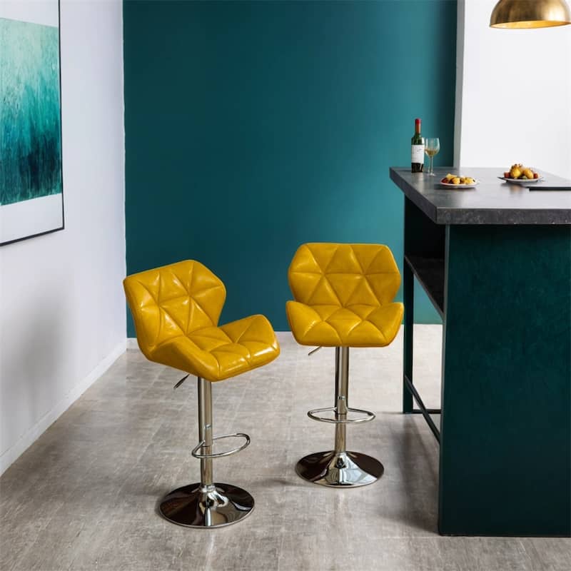 Contemporary Tufted Adjustable Height Hidraulic Bar Stools,Set of 2