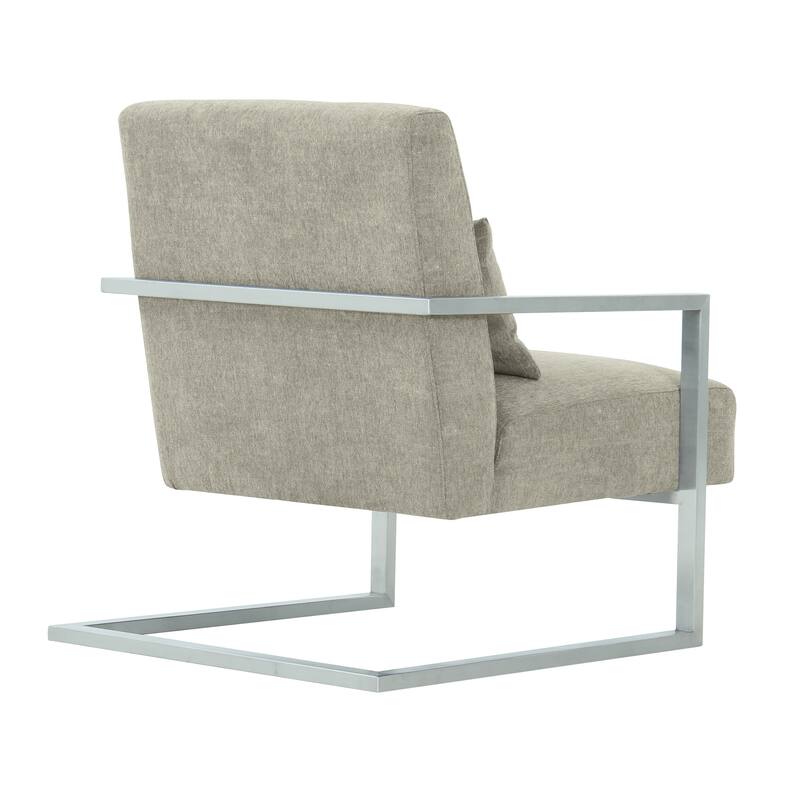 Skyline Modern Upholstered Accent Arm Chair in Gray Linen