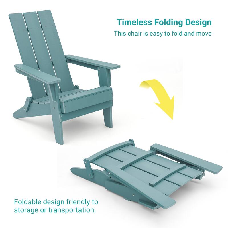 BONOSUKI Folding Adirondack Chair,Weather Resistant Patio Chair-Set of 2