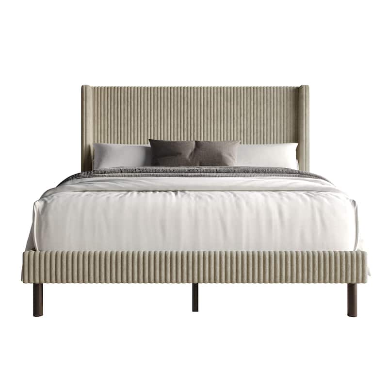 Clayfell Duluth Corduroy Velvet Upholstered Platform Bed