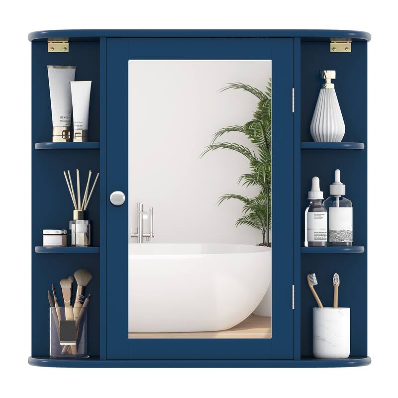 Gymax Multipurpose Mount Wall Surface Storage Cabinet Mirror for