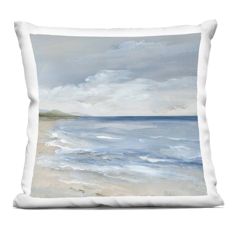 Stupell Stormy Beach Landscape Decorative Printed Throw Pillow Design by Nan - Accent - Polyester - Blue - Single