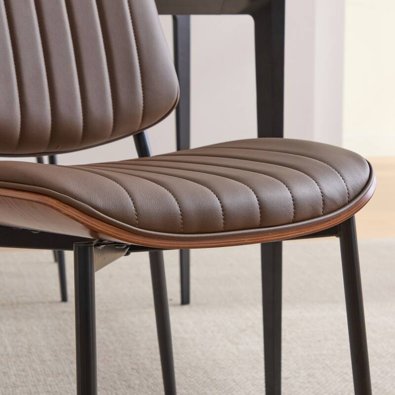 Brown Leather Chair Side Chair Office Chair Accent Chair Meeting Room Chair Set of 2 Upholstered Chair