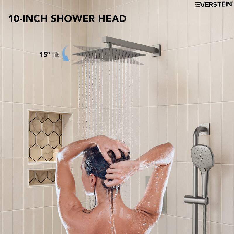 Pressure-Balanced Shower System ,10-Inch Rainfall Shower Faucet with 3-Function Handheld Shower