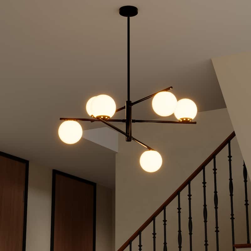 Modern 6-Light Dimmable Sputnik Bubble Chandelier for Dining Room