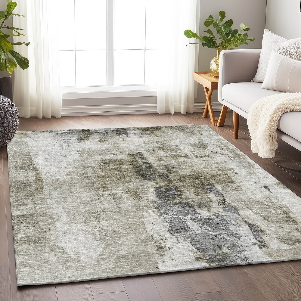 Machine Washable Indoor/ Outdoor Contemporary Chantille Rug