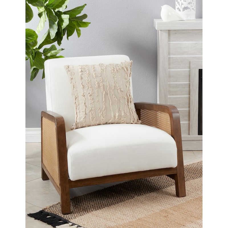 Throw Pillow With Fringe Stripe Design