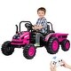 preview thumbnail 13 of 28, 12V Kids Ride-On Tractor with Trailer Pink