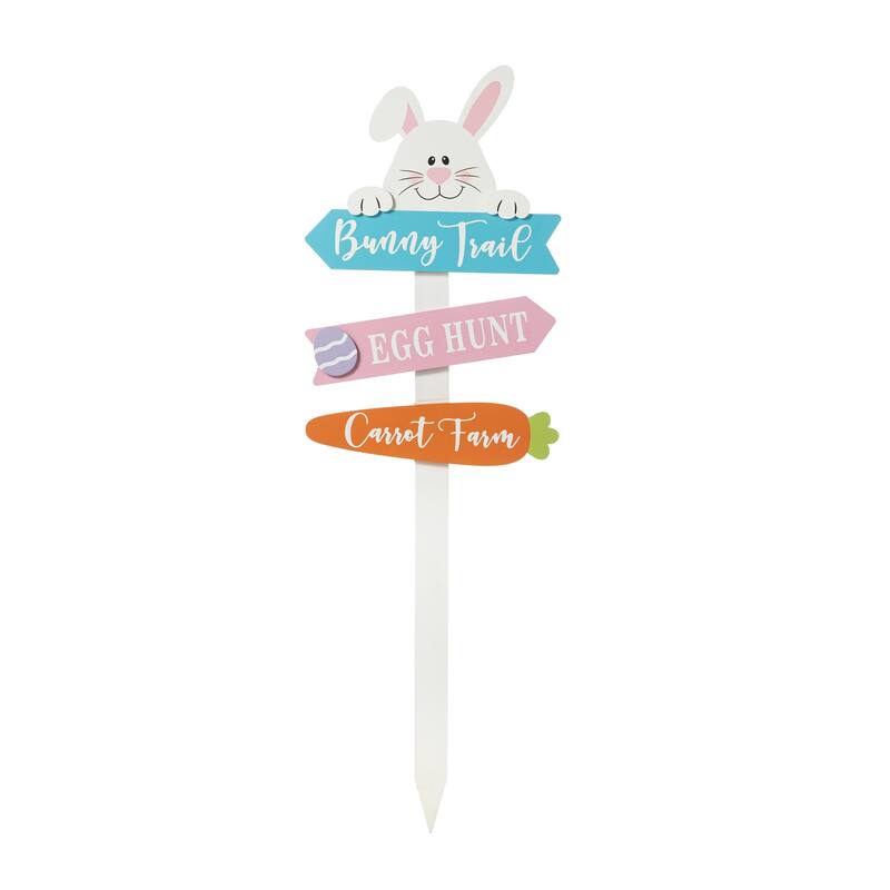 Glitzhome Easter Metal Bunny Yard Stake Wall Decors Standing Sign
