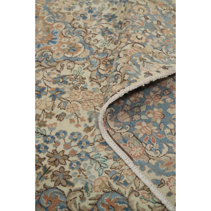 Hand Knotted Oriental 100% Wool Carpet Traditional Floral Beige & Ivories Kerman Area Rug - 7' 6'' X 4' 10''