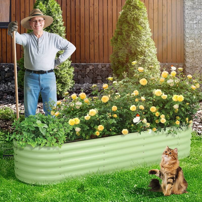 Aoodor 6-in-1 Modular Aluzinc Metal Raised Garden Bed Kit - Green