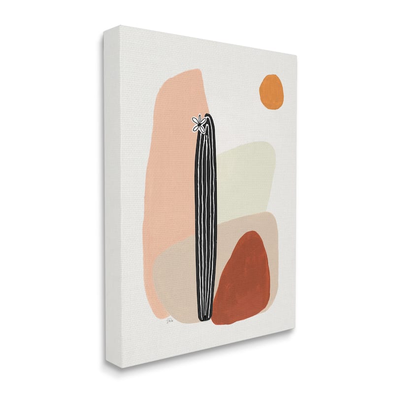 Stupell Brown Terracotta Landscape Desert Cactus Flower Canvas Wall Art