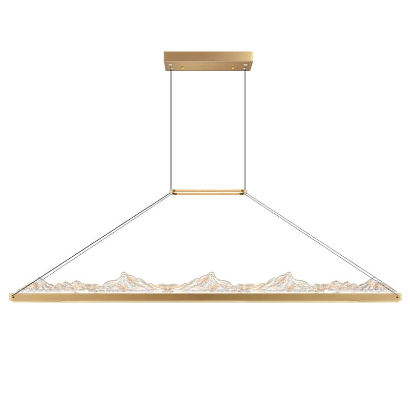 Himalayas Integrated LED 62in Brass Chandelier with Handcrafted Glass - Brass