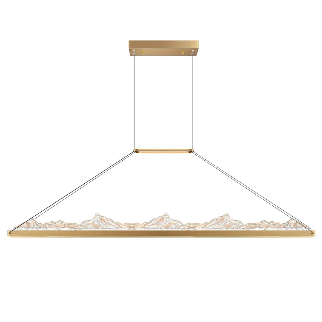 Himalayas Integrated LED 62in Brass Chandelier with Handcrafted Glass