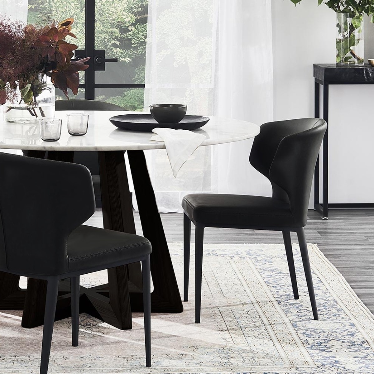 Cabo Mid-century Modern Faux Leather Wingback Dining Chair