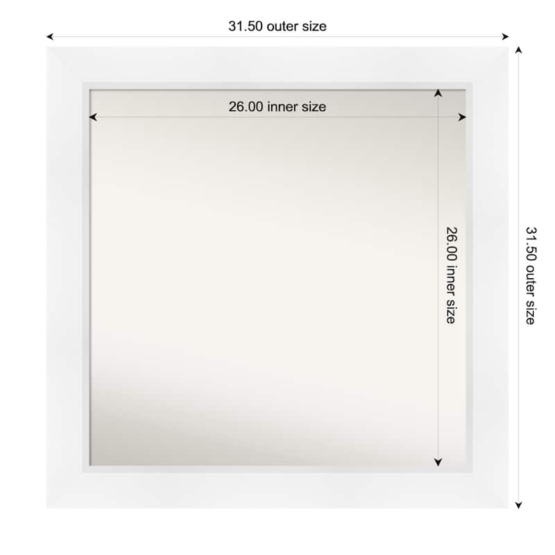 Sloped Non-Beveled Framed Bathroom Vanity Wall Mirror - 32 x 32 in - Sloped White