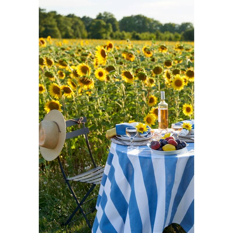 Couleur Nature St. Tropez Tablecloth - Blue Stripes - 59" x 59"