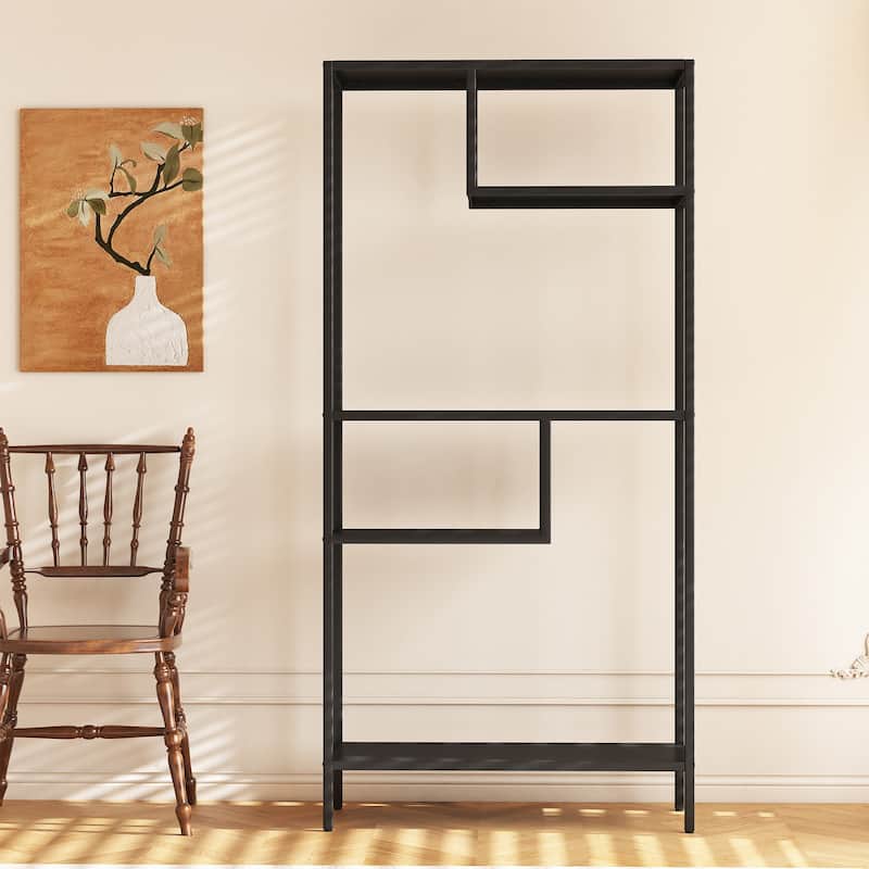 Modern Storage Shelf with 4 Compartments & Metal Legs, Freestanding Organizer,Book Shelves Display Shelves