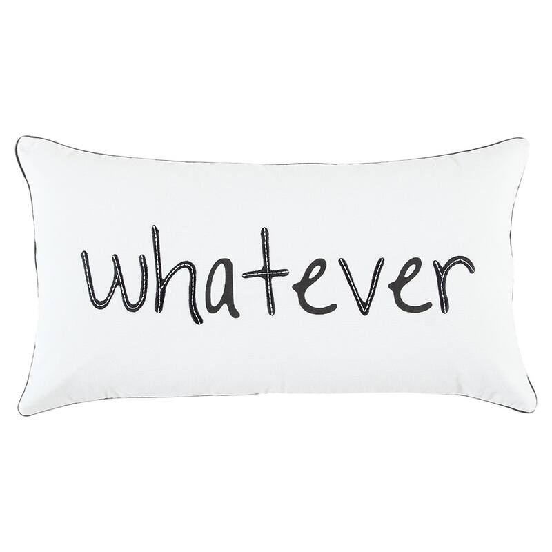 Black and White Whatever Embroidered Lumbar Pillow Bed Bath & Beyond