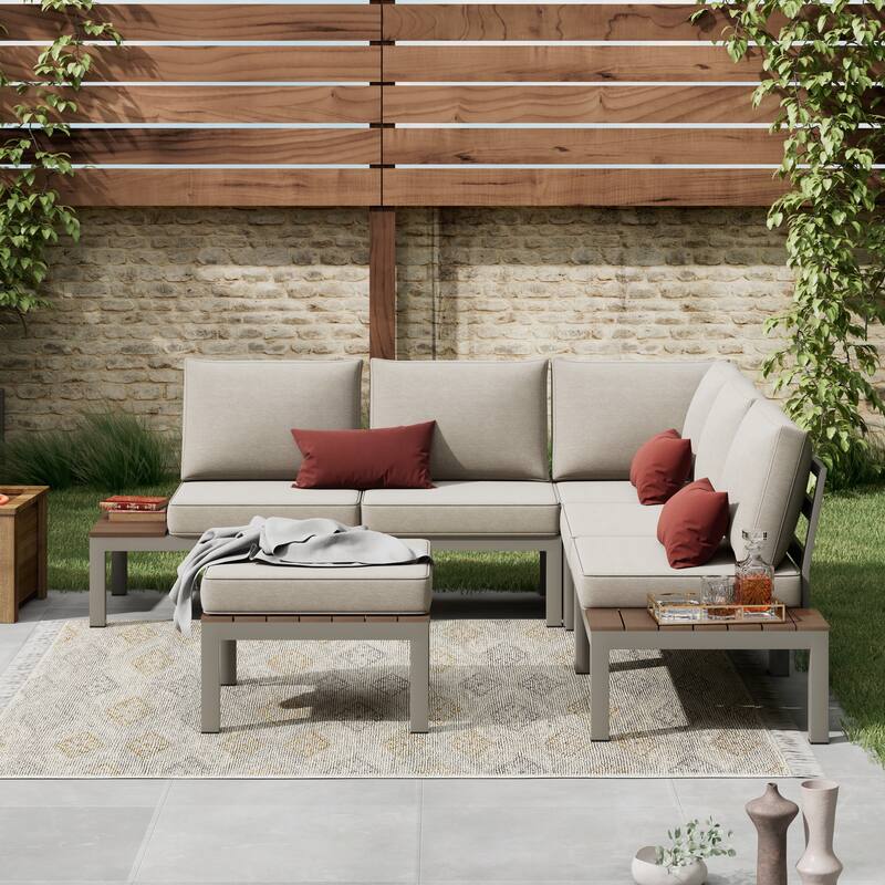 Corvus Fox Bay Aluminum Outdoor 6-piece Sectional Sofa Set