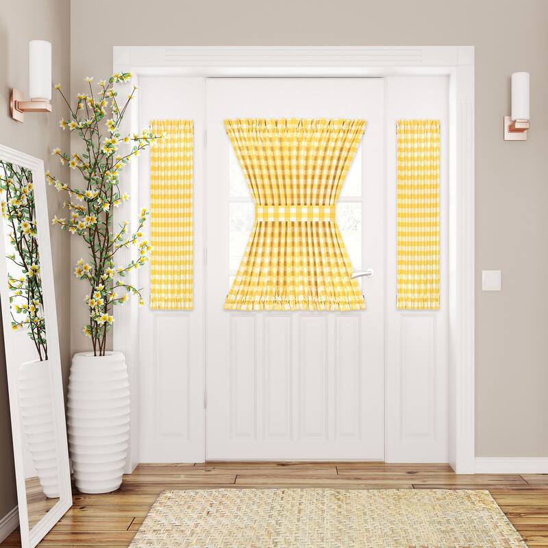 Buffalo Check Rod Pocket Door Panel and Tieback - 25x40 - Yellow