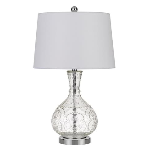 150 Watt Textured Glass Base Table Lamp, White and Clear - 27 H x 16 W x 16 L Inches
