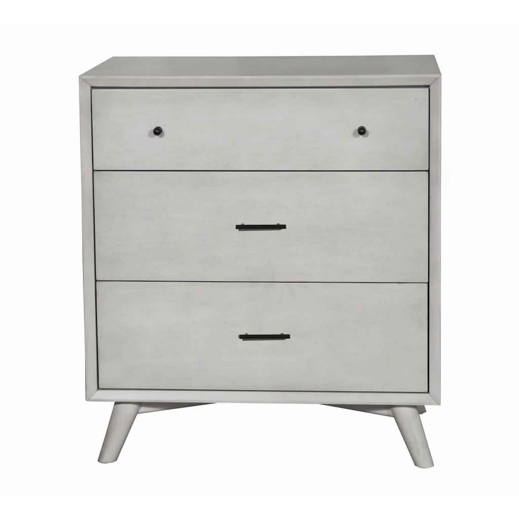 3 Drawer Mid Century Modern Wooden Chest with Splayed Legs, Small, Gray