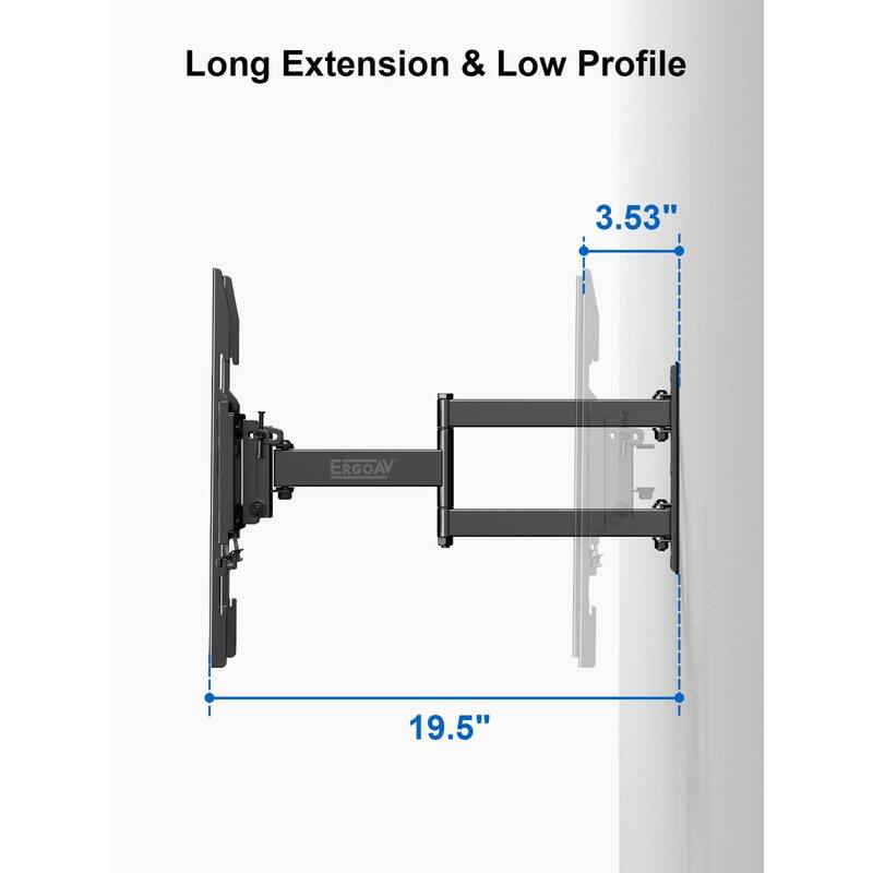 ErgoAV Single Stud Motion Mount for TVs 40″ to 55″ and up to 77lbs