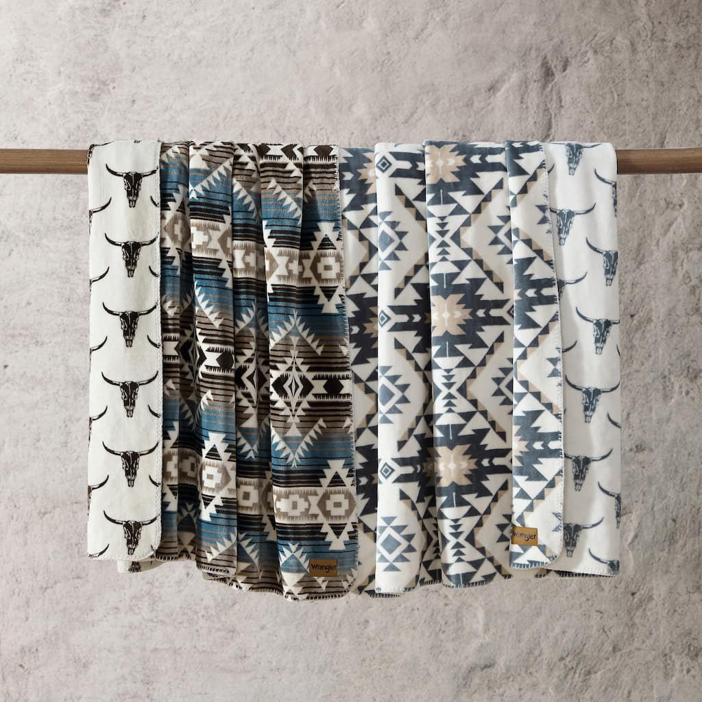 Wrangler Printed Reversible Ultra Soft Plush Throw Blanket
