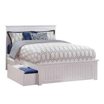 Platform Bed with Drawers - Grey French Flair Bed Frame & Footboard - Modern Bedroom Furniture