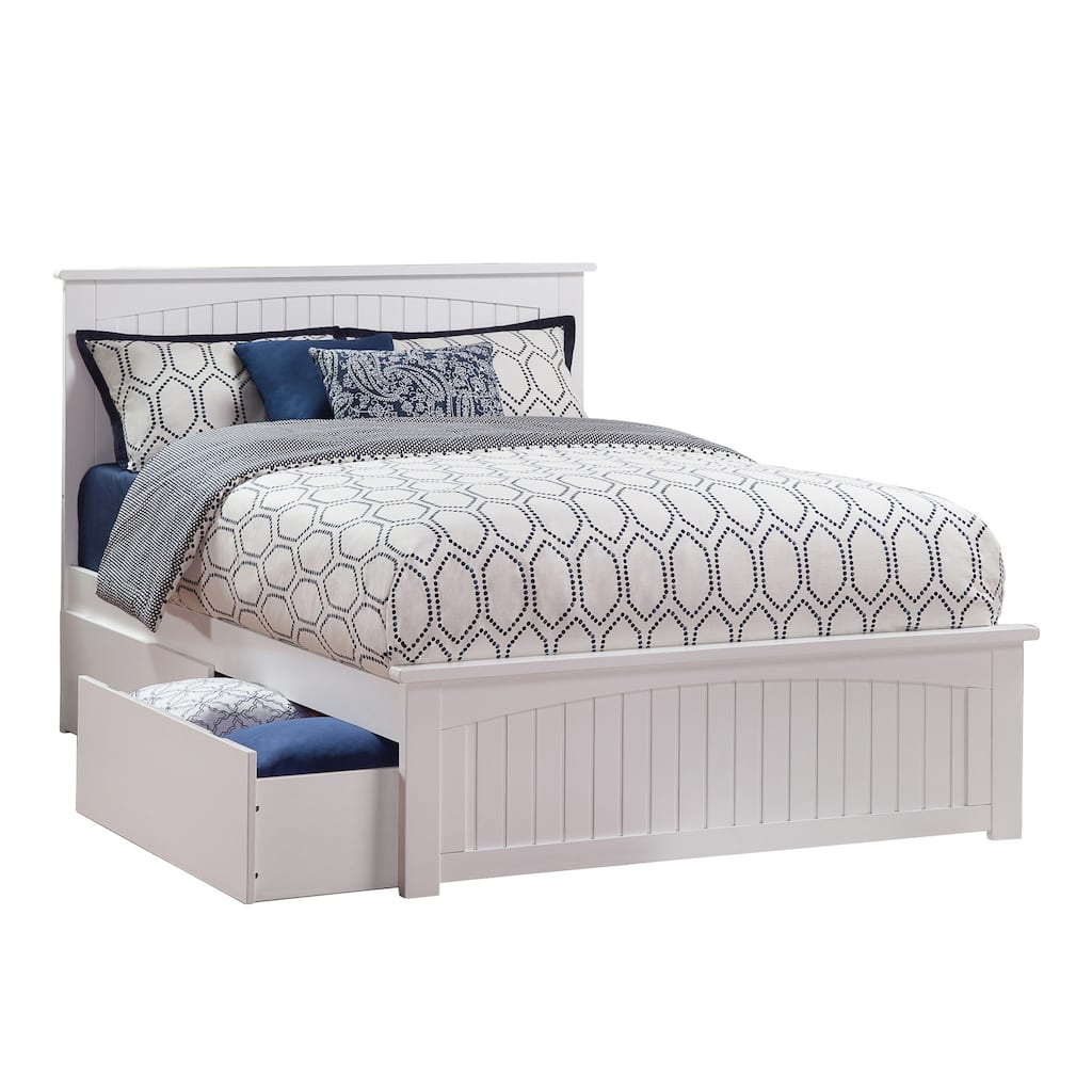 Platform Bed with Drawers - Grey French Flair Bed Frame & Footboard - Modern Bedroom Furniture
