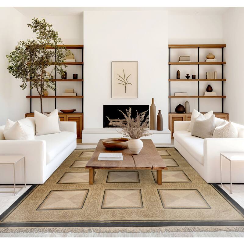 8x10 Hand Knotted Wool Ivory Tibetan Plush Pile French design Rug - 8' x 10'