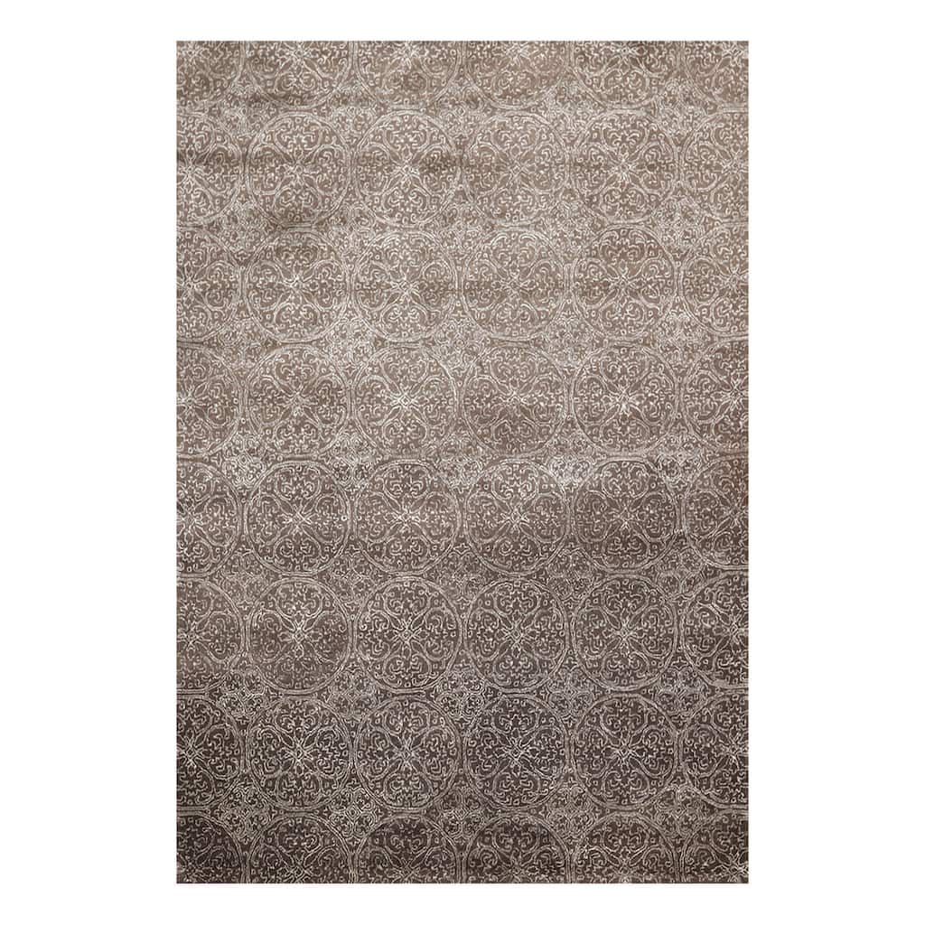 8x10 Hand Tufted Hand Made Wool & Art Silk Patterned Designer Transitional Oriental Area Rug Brown,Beige Color - 8' x 11'