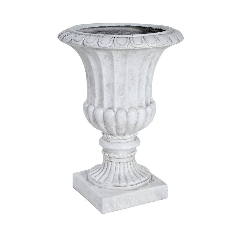Classic Elegant Gray Urn Planter Pot for Patio Garden and Living Room