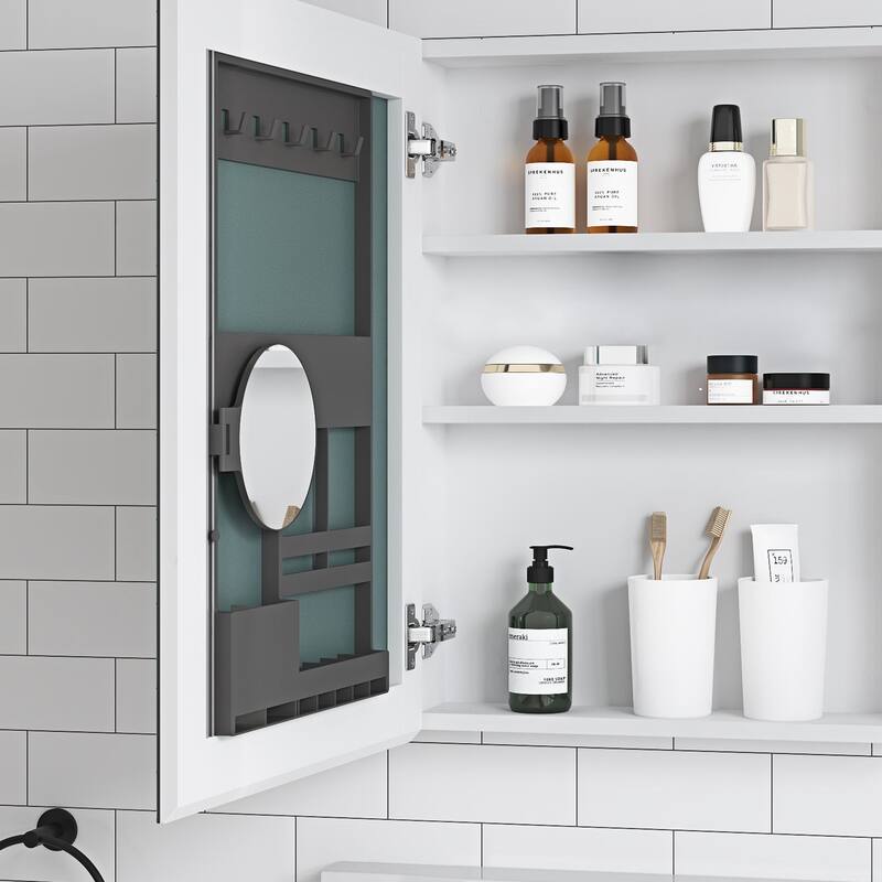 Frameless Bathroom Medicine Cabinet with Beveled Mirror Edges, Left Opening Door, Soft-Closing Hinges