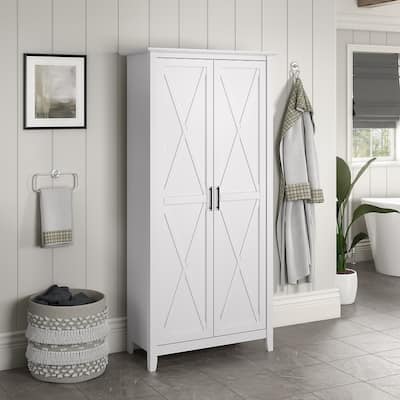 Key West Tall Bathroom Cabinet with Doors & Shelves by Bush Furniture