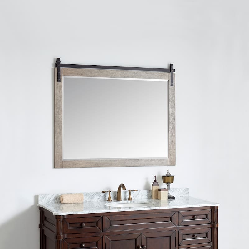 Cortes 48" Bathroom Vanity Barndoor Wall Mirror in Grey