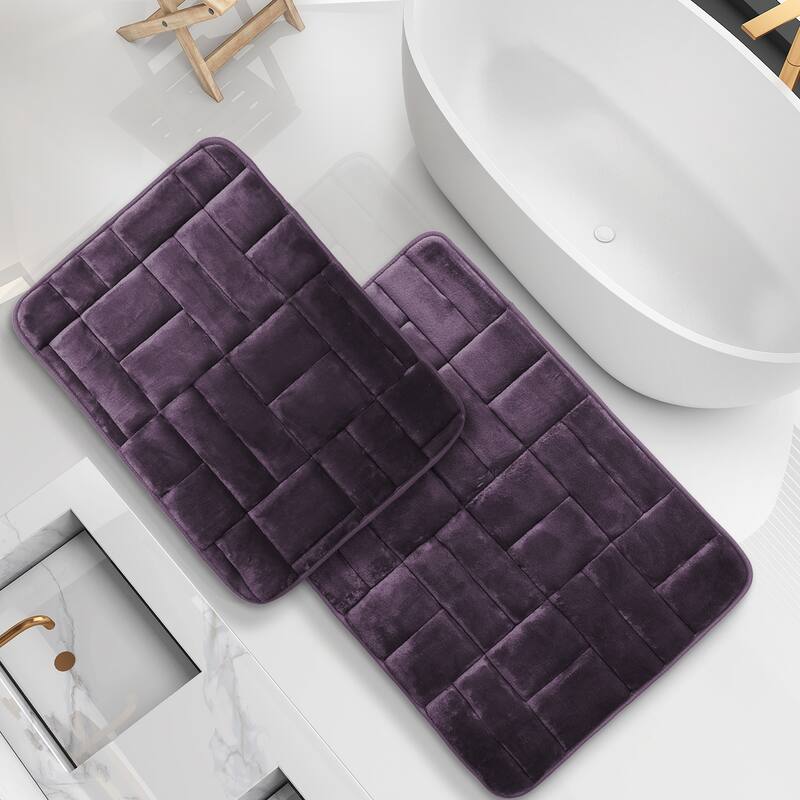 Clara Clark Ultra Soft Non Slip and Absorbent Bath Rug - Tiled Velvet Memory Foam Bath Mat