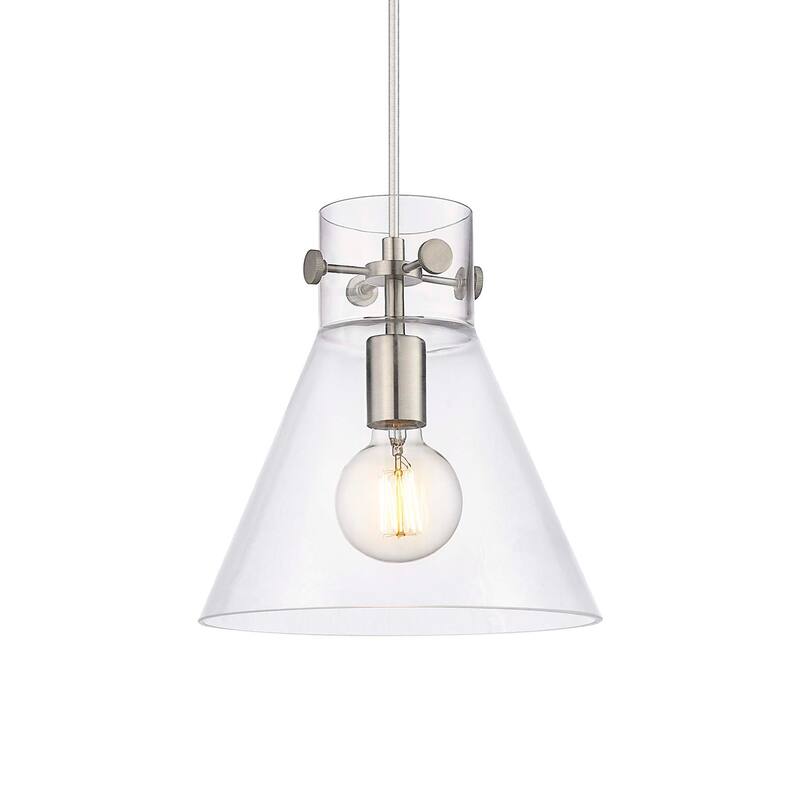Innovations Lighting 410-1PM-11-10 Newton Cone Pendant Newton Cone 10" - Satin Nickel / Clear
