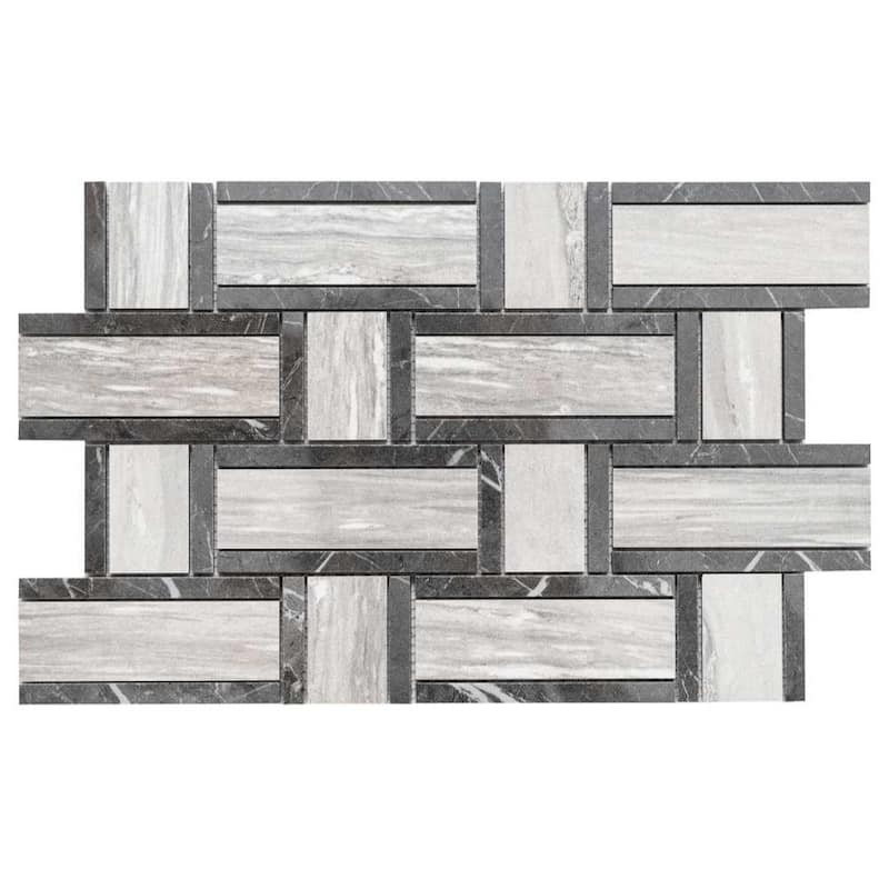Stately Tre Basketweave 9.5x14 Porcelain Mosaic Tile - Floor, Wall, Backsplash