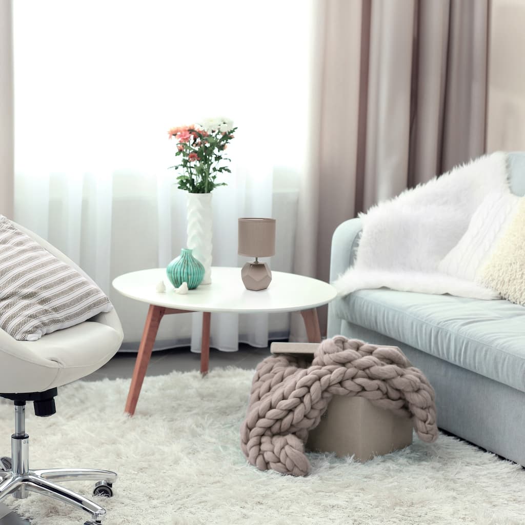 Geometric Table Lamp With Long Drum Shade - 10.5" - Gray