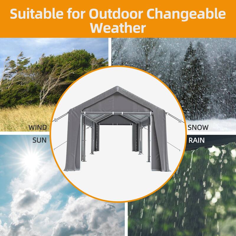 Heavy Duty Portable Carport Garage with Galvanized Frame, for Truck Boat and Equipment Storage