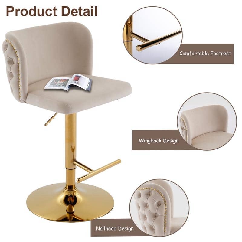 Upholstered Swivel Counter Bar Stools Set of 4