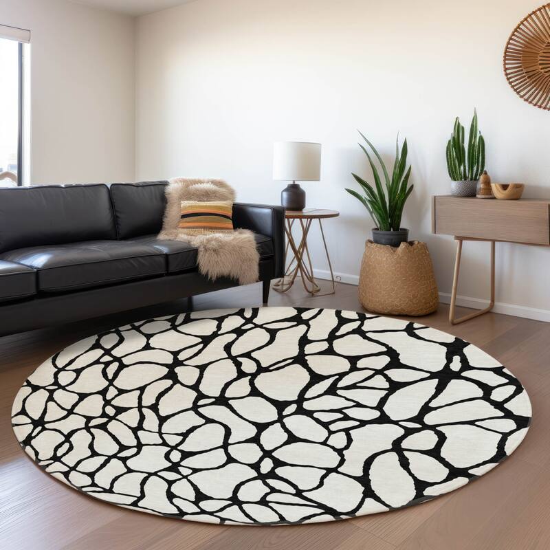 Premium Washable Super Soft Contemporary Macy Mayfield Rug - Ivory - 8' x 8'